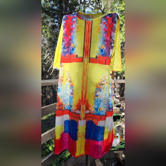 Dai yuan li Dresses & Skirts - Dai  yuan li Vibrant Multicolor Abstract Dress szXXL NWT